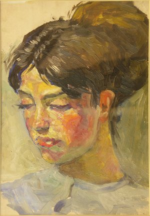 Картина Портрет Ларисы Моревой, 1968 год / Масло и холст / Хохорь А.Ю. / портрет,лицо