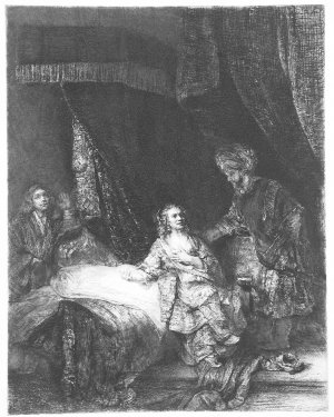 Картина Иосиф и Мария / офорт / Рембрандт